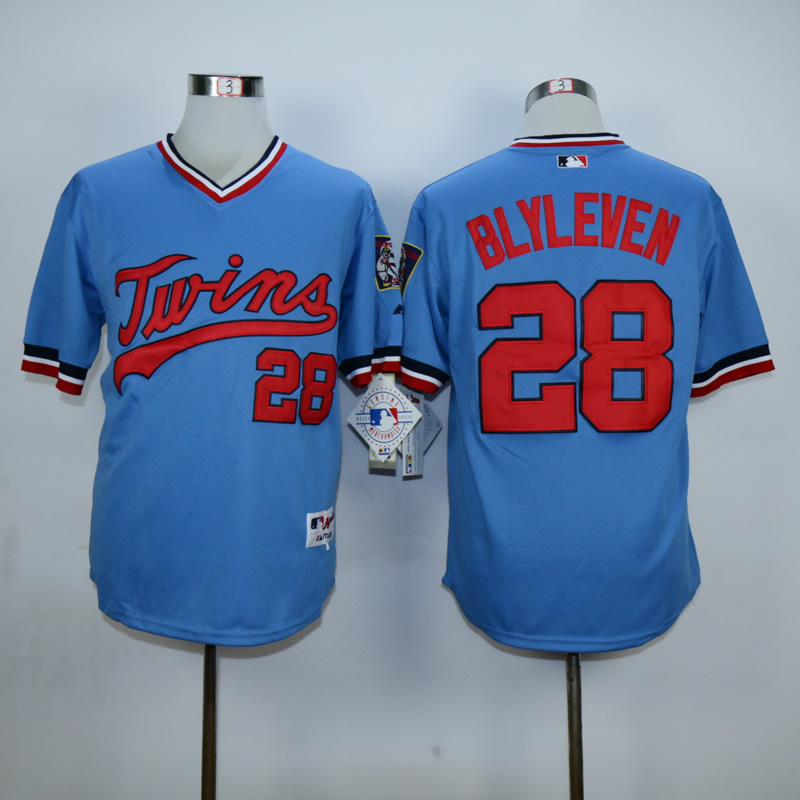 Men Minnesota Twins #28 Blyleven Blue Throwback MLB Jerseys->minnesota twins->MLB Jersey
